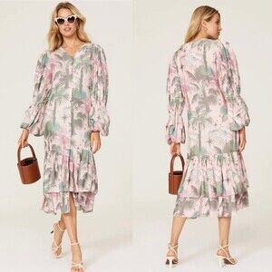 LoboRosa pink floral puff sleeve maxi size XS